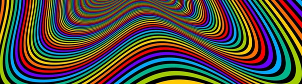 Psychedelische Regenboog Gekleurde Optische Illusie Lijnen Vector Krankzinnige Kunst Achtergrond — Stockvector