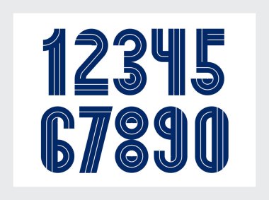 Geometrik sayılar kümesi, vektör rakamları, geometri elemanları ile yapılmış retro 90 'ların moda rakamları, çizgili çizgili çizgili tasarım.