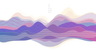Soyut oryantal Japon sanat vektörü arka planı, geleneksel tarz tasarımı, dalgalı şekiller ve dağlık arazi, deniz hatları gibi akışkan..