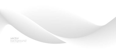 Açık gri gradyan, dinamik ve hız konsepti, fütüristik teknoloji veya hareket sanatında eğri şekil akış vektörü soyut arkaplan.