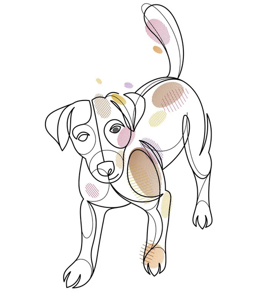 Adorable Playful Jack Russel Terrier Vector Line Art Illustration Isolated — Stockvektor