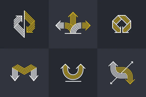 Concept Arrows Vector Logos Set Isolated Double Arrows Symbol Pictograms — Vetor de Stock