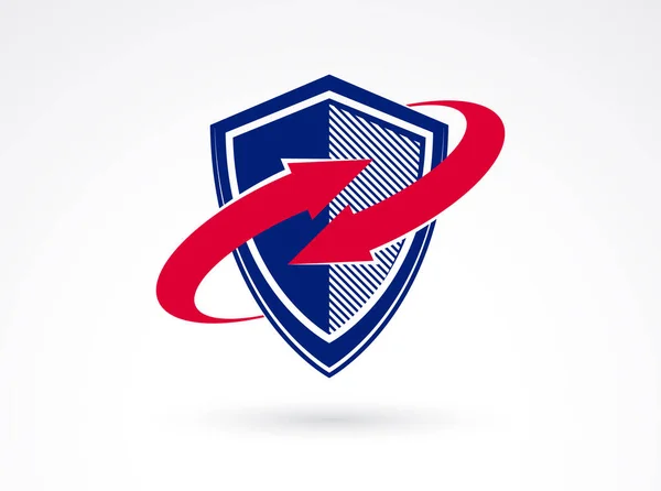 Escudo Con Flechas Vector Logotipo Símbolo Protección Munición Antivirus Tema — Vector de stock