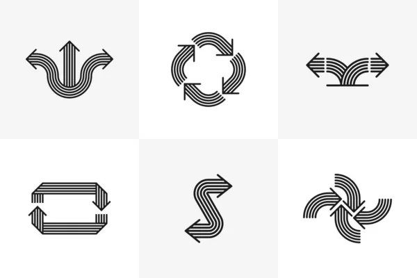 Concept Arrows Vector Logos Set Isolated Double Arrows Symbol Pictograms — Stockový vektor