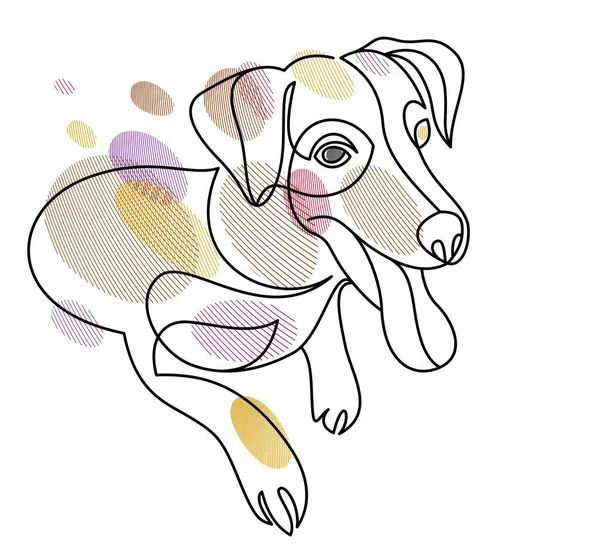 Adorable Playful Jack Russel Terrier Vector Line Art Illustration Isolated — Vector de stock