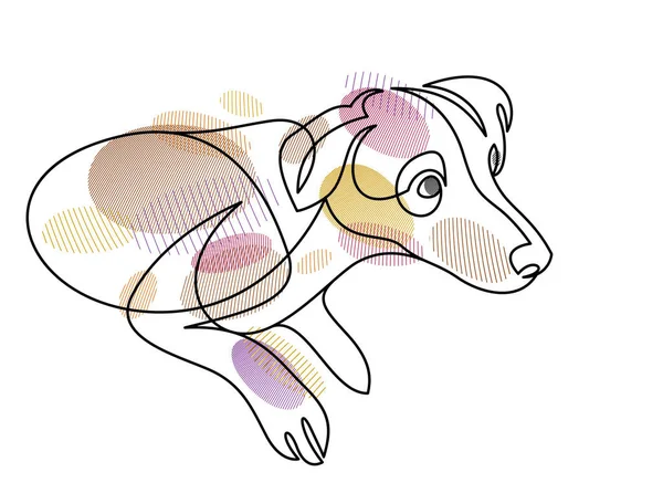 Funny Dog Linear Vector Illustration Isolated Jack Russel Terrier Pet — Stockvektor