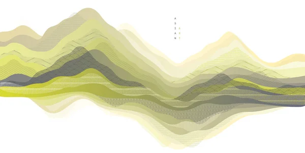 Natuurkunst Oosterse Japanse Stijl Vector Abstracte Achtergrond Bergen Terreinlandschap Schilderachtige — Stockvector