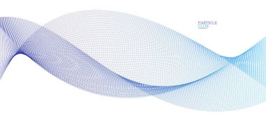 Hareket vektörü soyut arkaplan mavi noktalar, parçacıklar dizi dalgalı akış, hareket, teknoloji ve bilim illüstrasyonundaki eğri çizgiler.