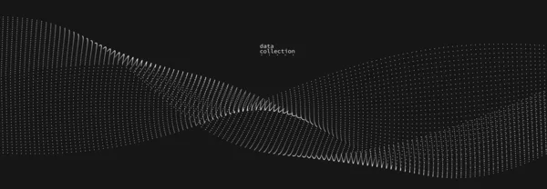 Grey Abstract Background Vector Wave Flowing Particles Black Curvy Lines — Stock vektor