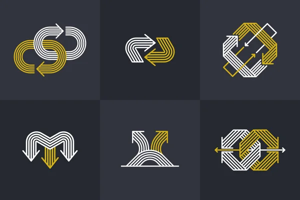 Concept Pijlen Vector Logo Set Geïsoleerd Dubbele Pijlen Symbool Pictogrammen — Stockvector