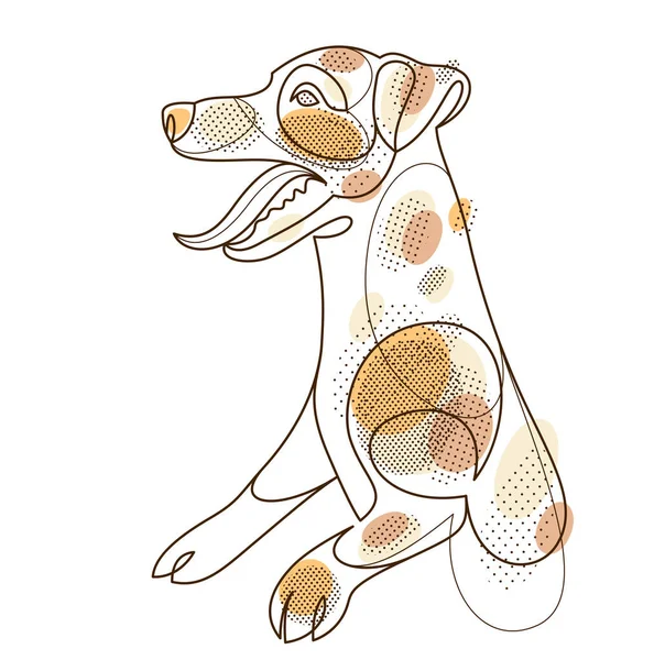 Adorable Playful Jack Russel Terrier Vector Line Art Illustration Isolated — ストックベクタ