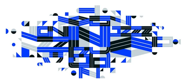 Composition Dynamique Abstraite Vectorielle Désordonnée Bleu Minimaliste Doublé Art Moderne — Image vectorielle
