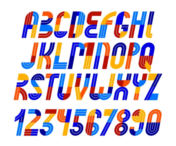 Шрифт Спортивной Игры Векторные Ретро Модные Буквы Геометрического Алфавита Набор — стоковый вектор