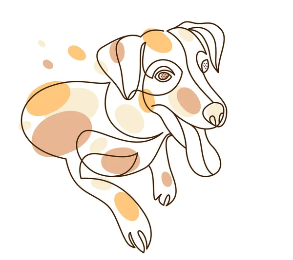 Funny Dog Linear Vector Illustration Isolated Jack Russel Terrier Pet — Stok Vektör