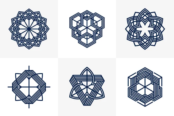 Анотація Геометричних Лінійних Символів Векторний Набір Елементи Графічного Дизайну Створення — стоковий вектор