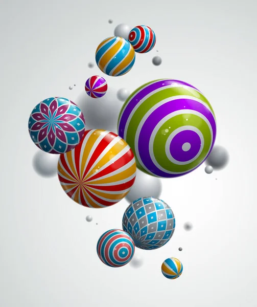 Реалістичні Глянцеві Сфери Векторна Ілюстрація Абстрактний Фон Красивими Кульками Візерунками — стоковий вектор