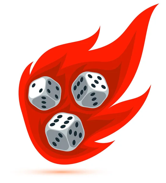 Dice Flames Falling Vector Illustration Gambling Games Design Board Games — Stock Vector
