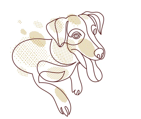 Funny Dog Linear Vector Illustration Isolated Jack Russel Terrier Pet —  Vetores de Stock