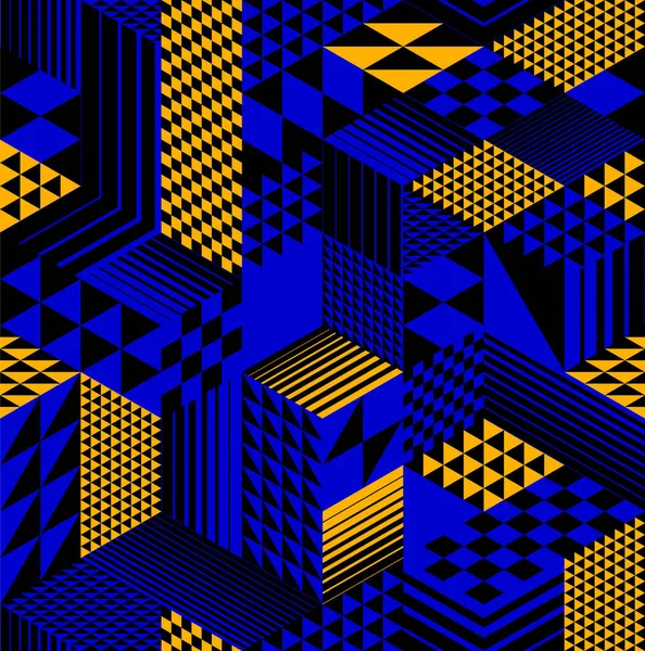 Patrón Geométrico Sin Costuras Con Cubos Rombos Triángulos Cajas Bloques — Archivo Imágenes Vectoriales