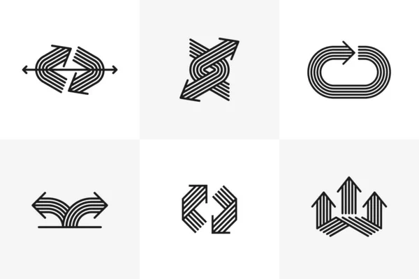 Concept Arrows Vector Logos Set Isolated Double Arrows Symbol Pictograms — Wektor stockowy