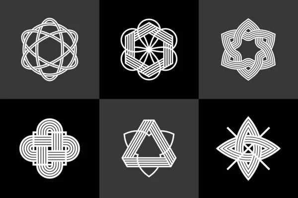 Graphic Design Elements Logo Creation Intertwined Lines Vintage Style Icons — Stok Vektör