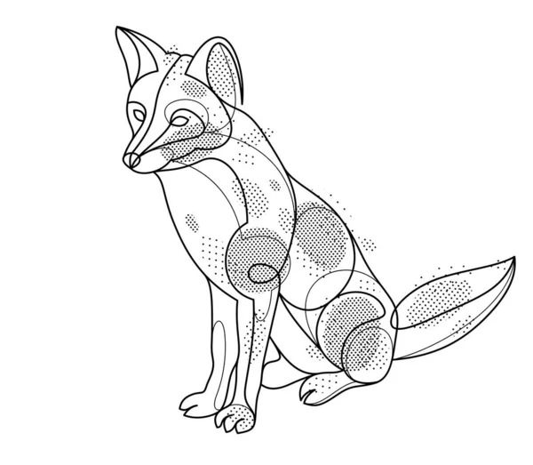 Cute Red Fox Adorable Wild Animal Vector Linear Drawing Isolated — Stockvector