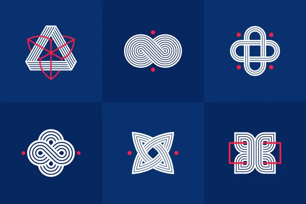 Intertwined Lines Vintage Style Icons Collection Abstract Geometric Linear Symbols — Stockový vektor