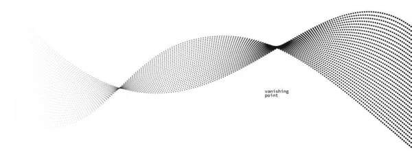 Vlna Tekoucích Mizejících Částic Vektorové Abstraktní Pozadí Křivky Tečky Pohybu — Stockový vektor