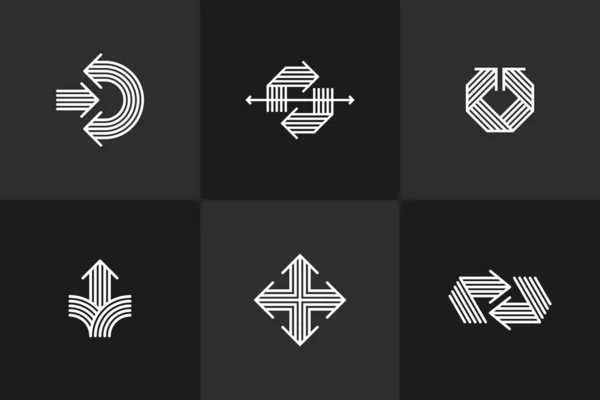 Оригинальные Логотипы Стрелками Изолированный Символ Пиктограммы Двойных Стрелок Коллекция Динамических — стоковый вектор