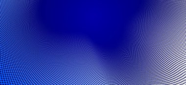 Noktalı vektör soyut arkaplan, perspektif akışında koyu mavi noktalar, multimedya bilgi teması, büyük veri teknolojisi resmi, havalı arkaplan.