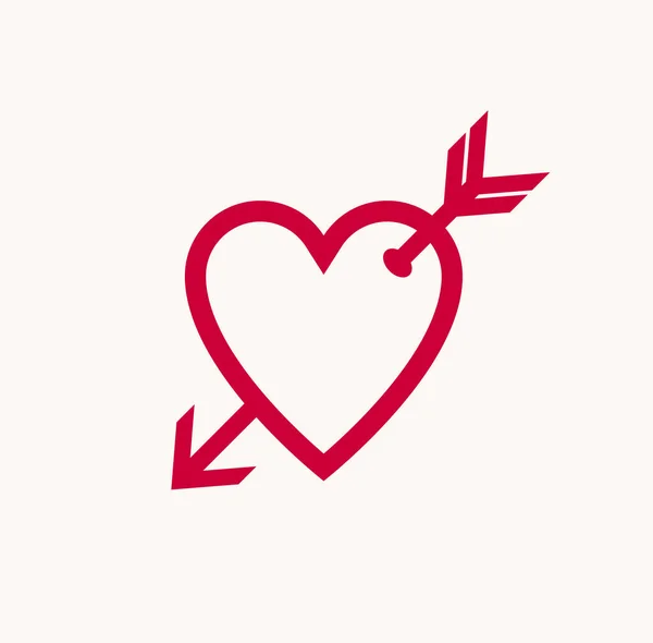 Cupid Heart Arrow Bow Vector Icon Logo Romantic Heart Fallen — Stock Vector