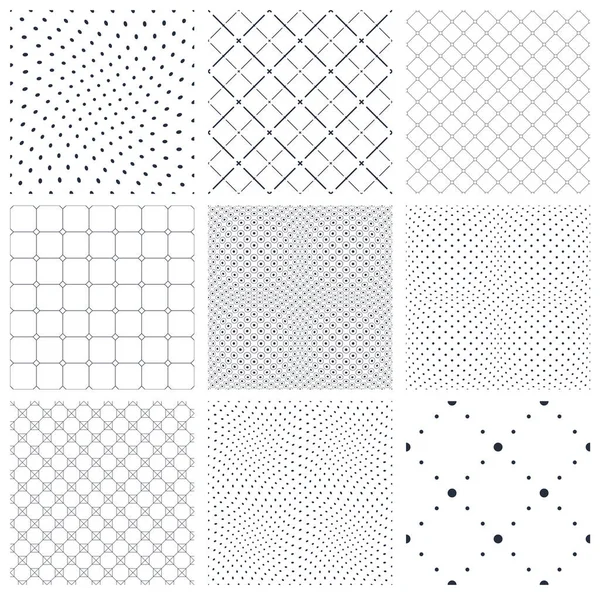 Geometric Seamless Patterns Set Abstract Minimalistic Simple Lined Dotted Backgrounds — Stock Vector