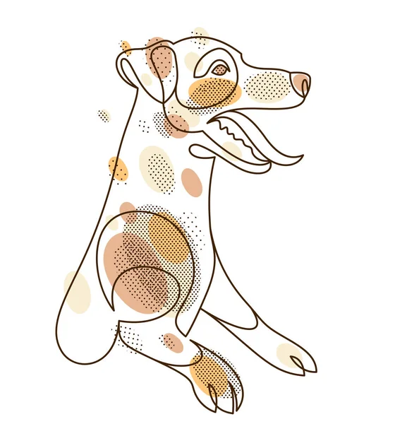 Adorable Playful Jack Russel Terrier Vector Line Art Illustration Isolated — Stok Vektör