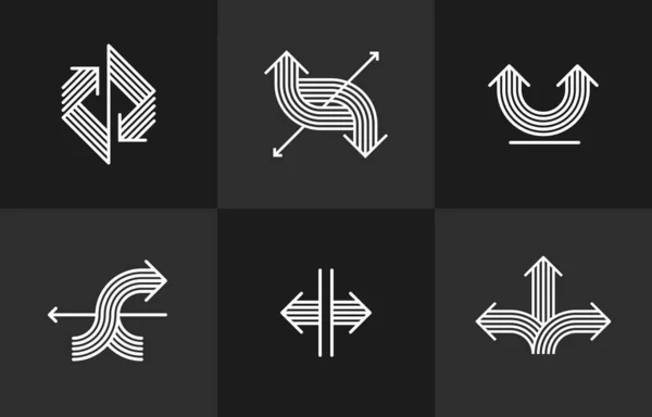 Concept Arrows Vector Logos Set Isolated Double Arrows Symbol Pictograms — Vetor de Stock