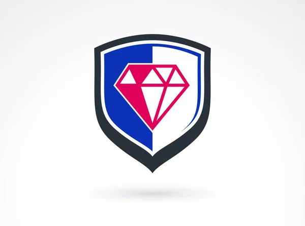 Schild Met Diamant Logo Vector Munitie Bescherming Symbool Antivirus Sport — Stockvector