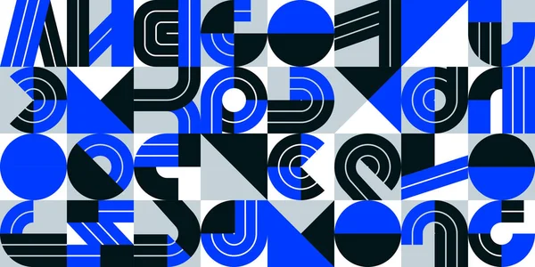 Bezszwowy Wzór Elementami Geometrycznymi Wektor Modny Design Niebieska Typografia Elementy — Wektor stockowy