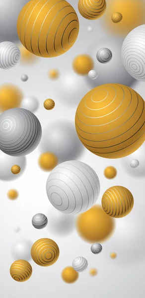 手机的球体矢量背景 用线形智能手机壁纸装饰的飞行球的组合 三维混合真实感球体 场效应的真实感深度 — 图库矢量图片
