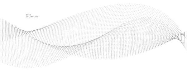灰色の風通しの良い粒子の流れベクトル設計 流れるドット配列の波と抽象的な背景 デジタル未来図 ナノ技術テーマ — ストックベクタ