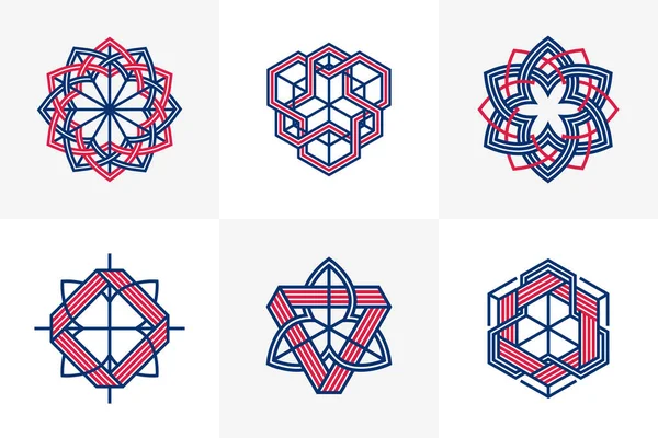 Ensemble Vectoriel Symboles Géométriques Linéaires Abstraits Éléments Conception Graphique Pour — Image vectorielle