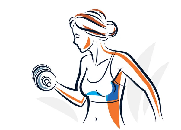 Gym Fitness Vector Illustration Young Attractive Woman Doing Workout Exercises — Stock Vector