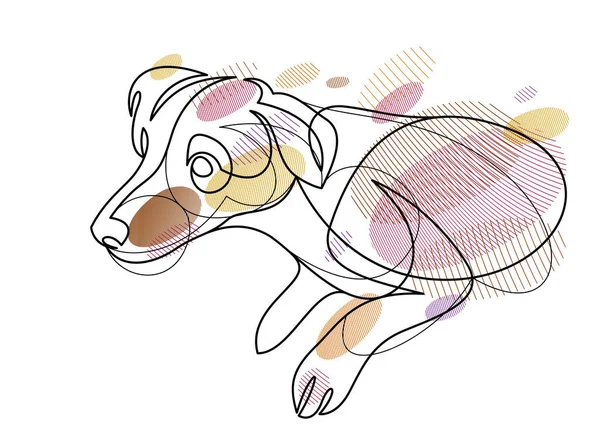 Funny Dog Linear Vector Illustration Isolated Jack Russel Terrier Pet — Stockvector