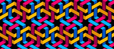 Çizgili ağ örme kalıpları pürüzsüz kalıplar, duvar kağıtları için üç boyutlu soyut vektör arkaplanı, operasyon sanatı boyutsal göz yanılsaması tasarımı. Renkli sürüm.