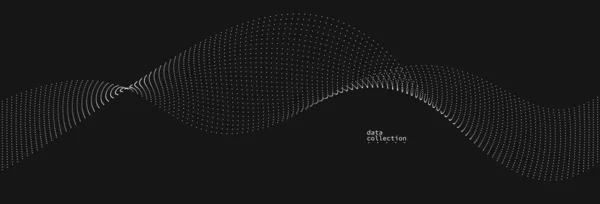 Серый Абстрактный Фон Векторная Волна Текущих Частиц Над Черными Кривые — стоковый вектор