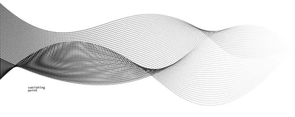 Abstraktní Vektorová Ilustrace Pozadí Tečky Pohybu Křivkovými Čárami Izolovaný Průtok — Stockový vektor