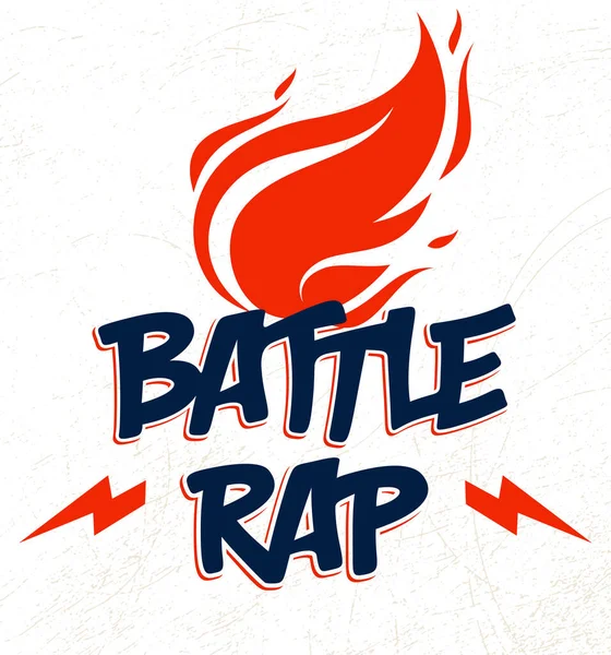 Logo Emblema Vettoriale Rap Battle Con Fiamme Fuoco Fulmini Musica — Vettoriale Stock