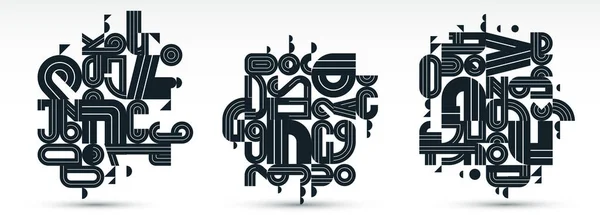 Conjunto Composiciones Diseño Vectorial Abstracto Desordenado Dinámico Colección Arte Moderno — Vector de stock