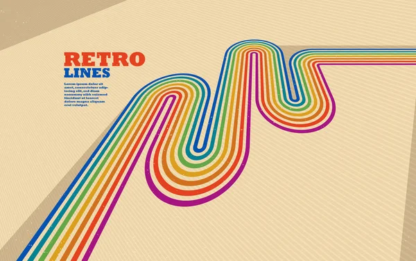 Retro Linie Wektor Abstrakcyjne Tło Wymiar Perspektywa Vintage Grafika Projekt — Wektor stockowy