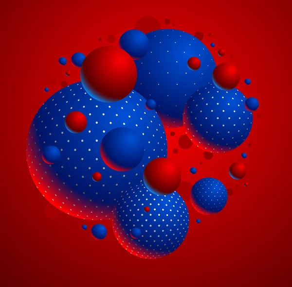 Illustration Vectorielle Sphères Pointillées Colorées Fond Abstrait Avec Belles Boules — Image vectorielle