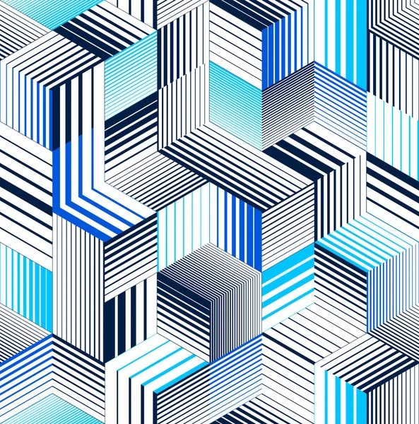 Seamless Isometric Lines Geometric Pattern Cubes Vector Tiling Background Architecture — Stock Vector