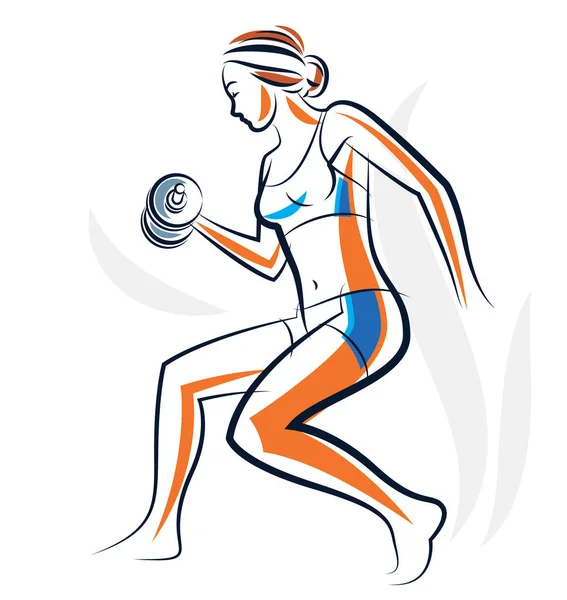 Gym Fitness Vector Illustration Young Attractive Woman Doing Workout Exercises — 스톡 벡터